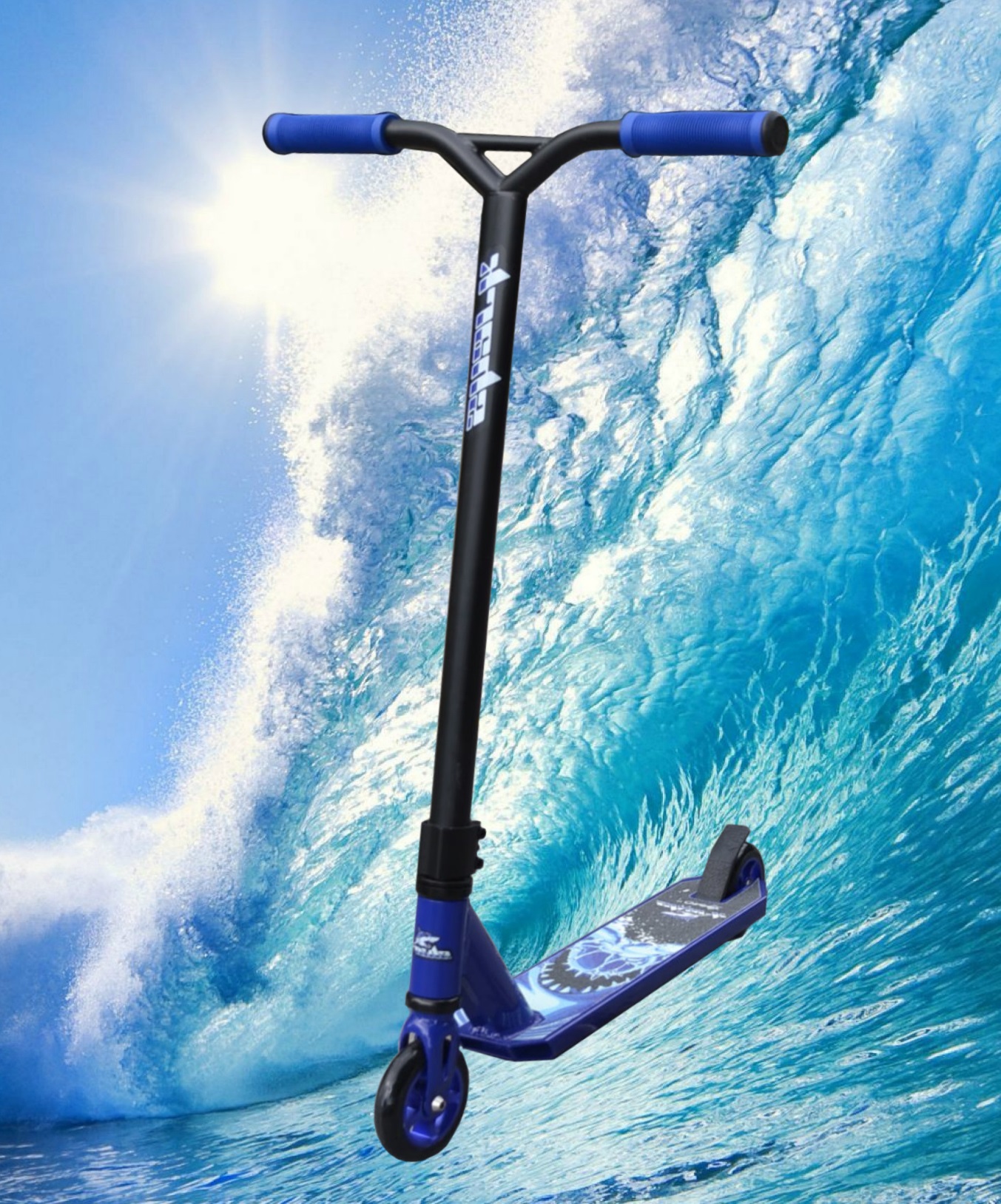 Самокат трюковый ATEOX SHARK 2019 синий, Цвет Белый